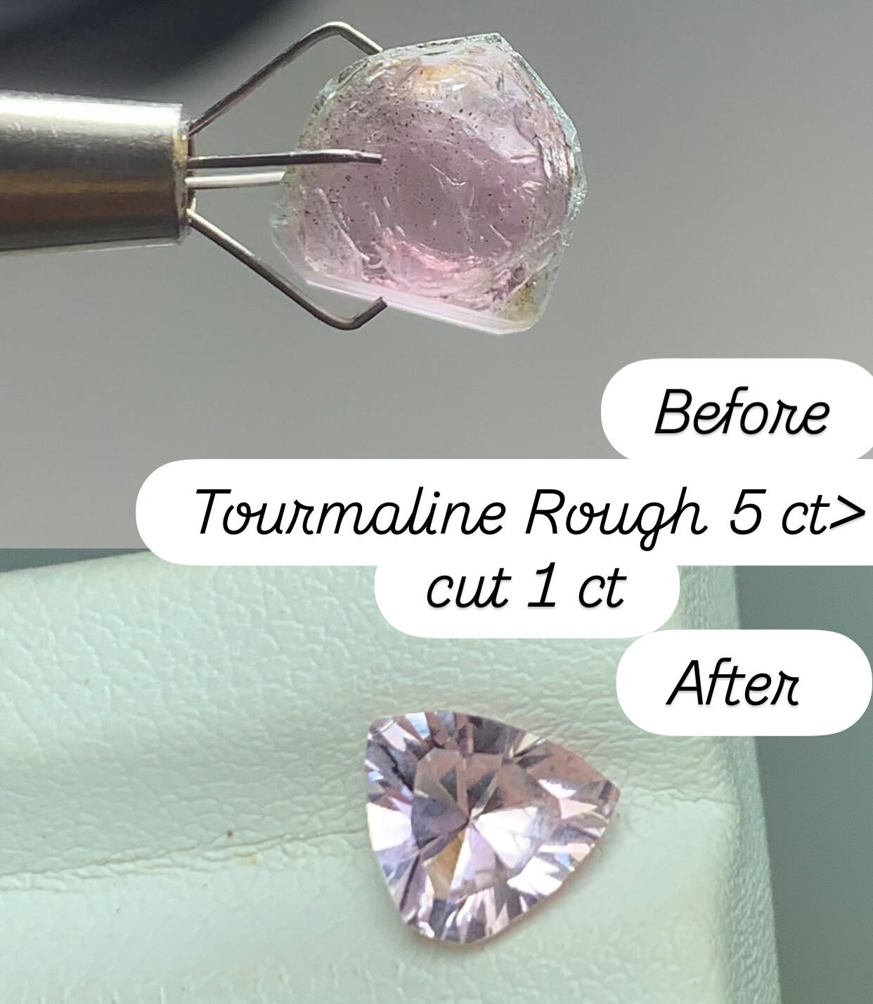 Pink tourmaline faceting