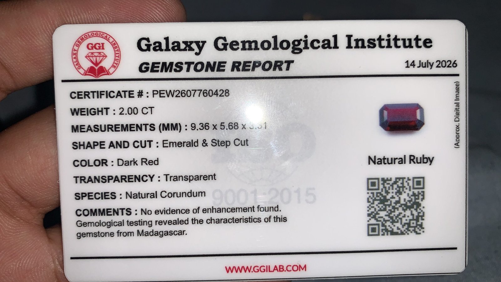 VVS quality pigeon blood ruby 2 ct - Image 10