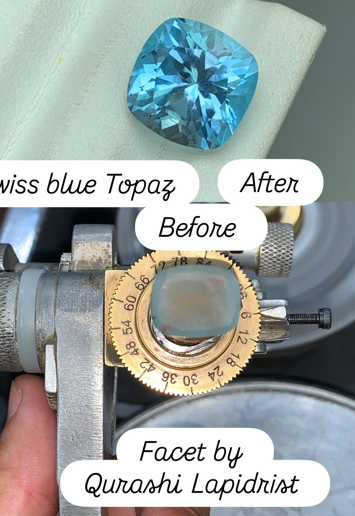 Swiss blue topaz faceting