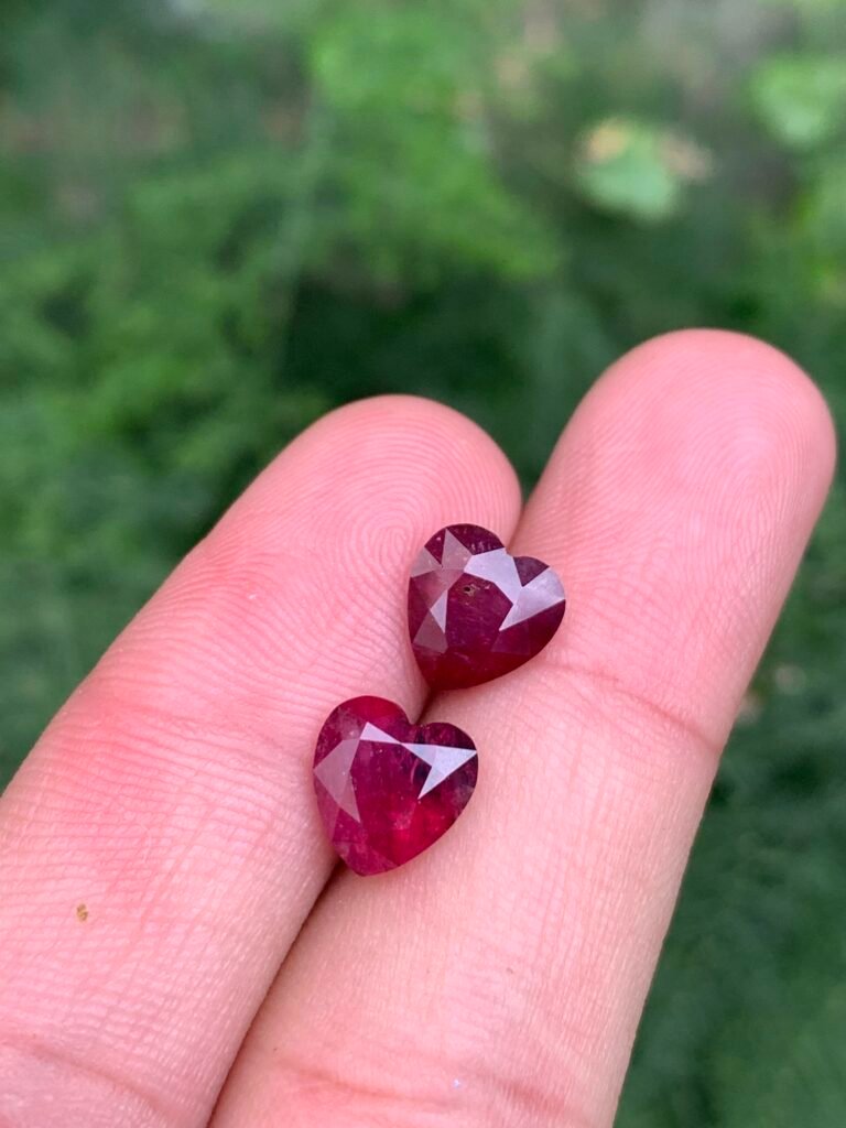Heart Ruby Pairs 6.2 carats