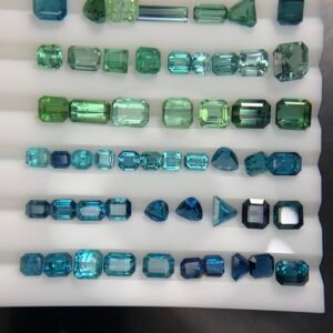 Faceted Ink Blue and Mint Green Tourmalines