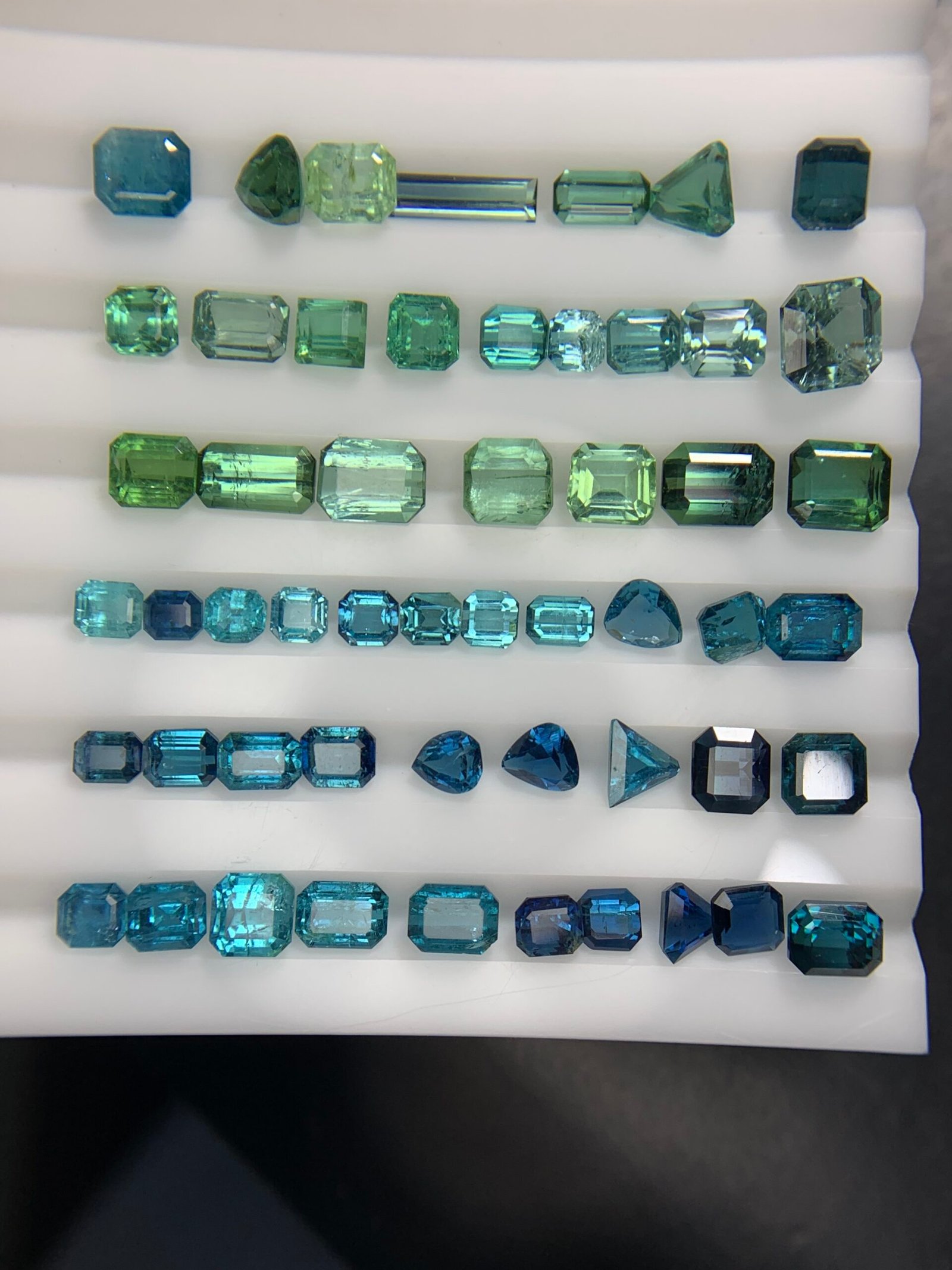 Faceted Ink Blue and Mint Green Tourmalines